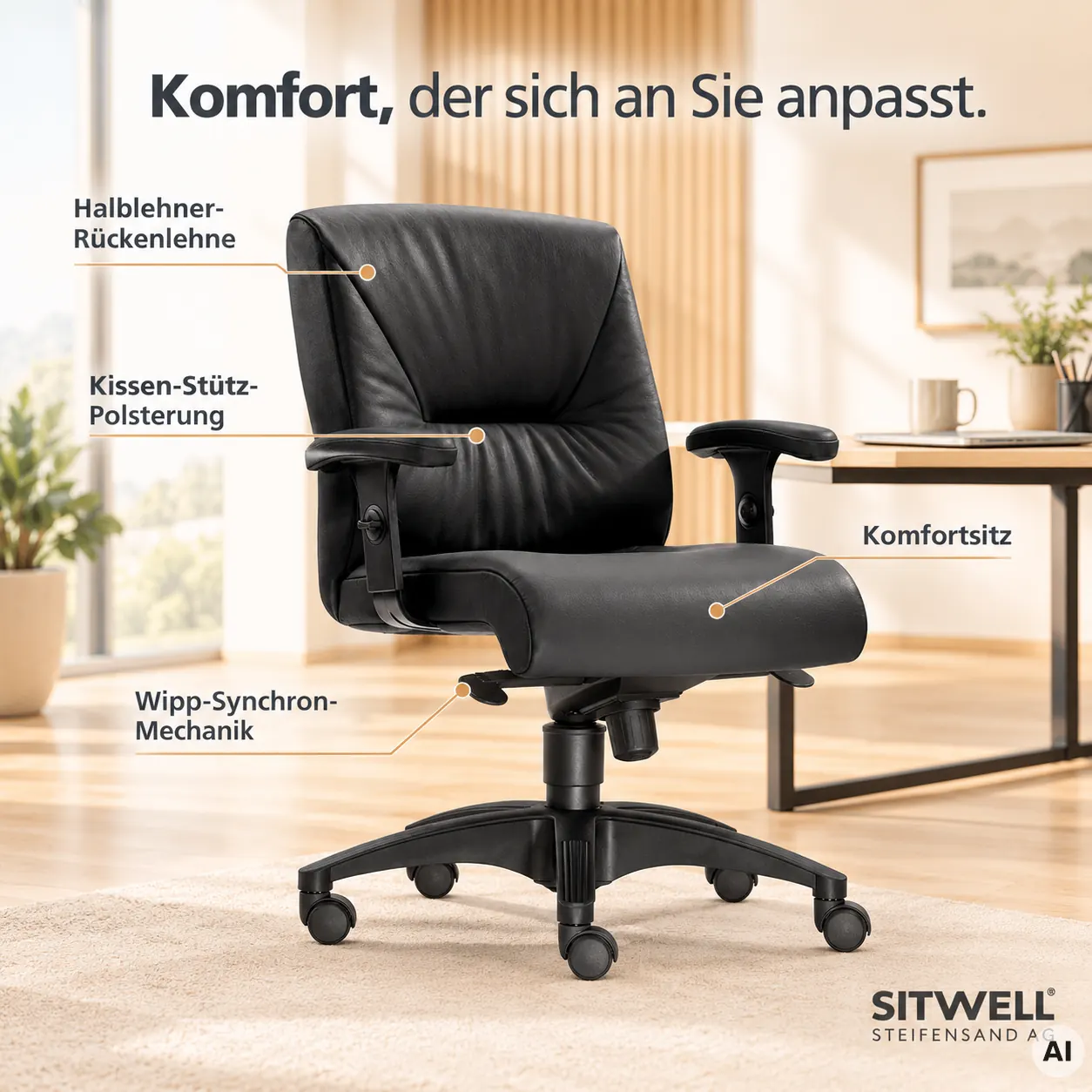 Halblehner Turbo XL - Luxus Chefsessel